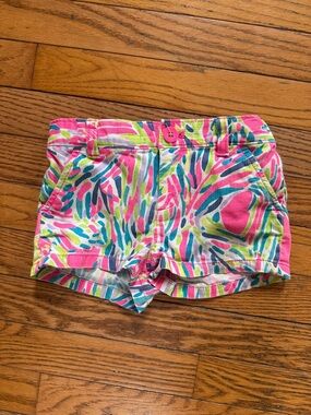 Lilly Pulitzer Girls Multi-Color Palm Print Shorts - Pink, Blue, Green